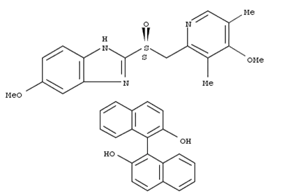 [1,1'-Binaphthalene]-2,2'-diol, (1S)-, compd. with 5-methoxy-2-[(S)-[(4-methoxy-3,5-dimethyl-2-pyridinyl)methyl]sulfinyl]-1H-benzimidazole (1:1)